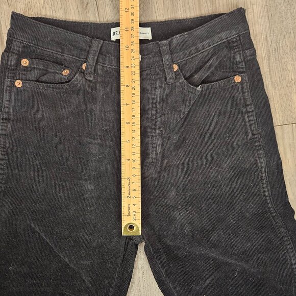 Re/Done size 25 Black Corduroy Pants Jeans Straight Mid Rise - Picture 6 of 8